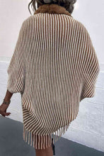 Load image into Gallery viewer, Striped Open Front Fringe Poncho
