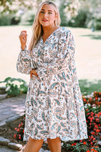 Load image into Gallery viewer, Plus Size Paisley Print Puff Sleeve Dress
