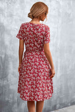 Load image into Gallery viewer, Floral Surplice Neck Flutter Sleeve Dress
