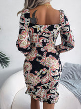 Load image into Gallery viewer, Printed Drawstring Ruffle Hem Dress
