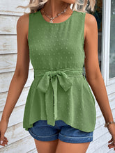 Load image into Gallery viewer, Swiss Dot Tie Waist Tank Top
