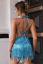 Load image into Gallery viewer, Halter Neck Backless Fringe Dress
