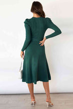 Load image into Gallery viewer, Round Neck Long Sleeve Tie Waist Sweater Dress
