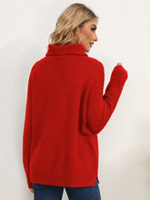 Load image into Gallery viewer, Slit Turtleneck Dropped Shoulder Sweater
