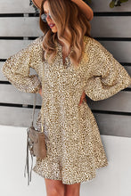 Load image into Gallery viewer, Printed Balloon Sleeve Ruffle Hem Dress
