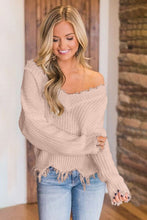 Load image into Gallery viewer, Frayed Hem Dropped Shoulder Sweater
