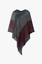 Load image into Gallery viewer, Color Block Fringe Hem Poncho
