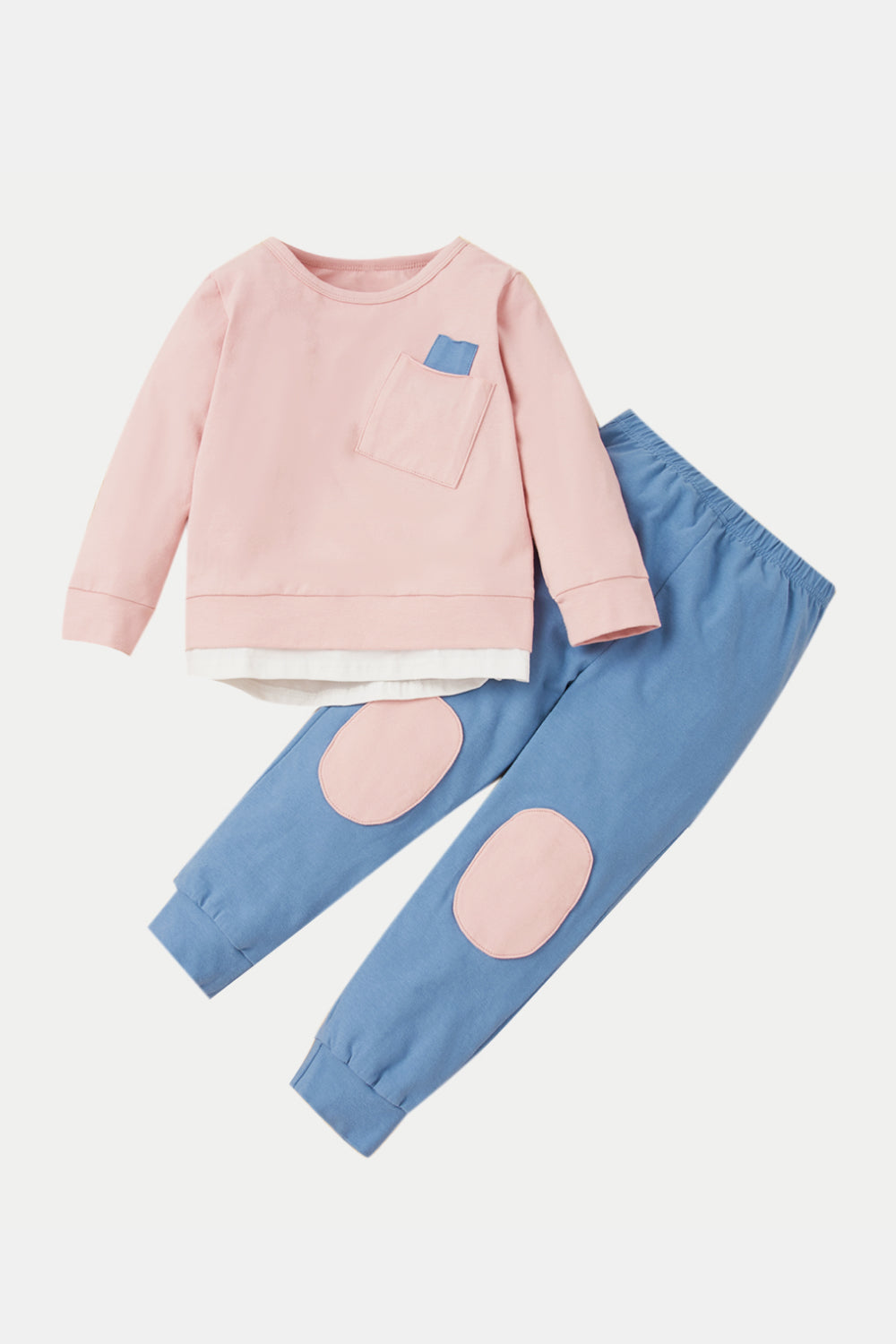 Girls Round Neck Sweatshirt and Pants Set