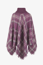 Load image into Gallery viewer, Plaid Turtleneck Fringe Hem Poncho
