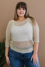 Load image into Gallery viewer, GeeGee Gracefully Golden Full Size Run Openwork Sweater
