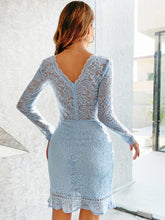 Load image into Gallery viewer, Ruffle Hem Zip-Back Lace Dress
