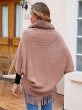 Load image into Gallery viewer, Open Front Fringe Hem Poncho
