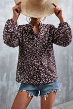 Load image into Gallery viewer, Printed Tie Neck Puff Sleeve Blouse
