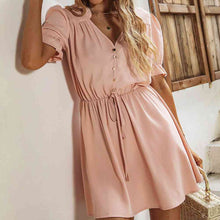 Load image into Gallery viewer, Frill Trim V-Neck Flounce Sleeve Dress
