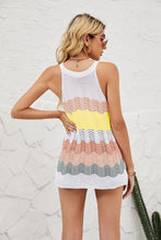 Load image into Gallery viewer, Striped Openwork Sleeveless Knit Top
