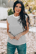 Load image into Gallery viewer, Striped Round Neck Capped Sleeve Top
