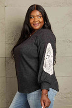 Load image into Gallery viewer, Sew In Love Full Size Lace Patch Detail Sweater
