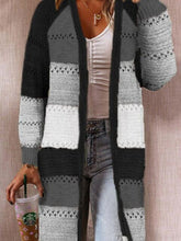 Load image into Gallery viewer, Color Block Open Front Openwork Cardigan
