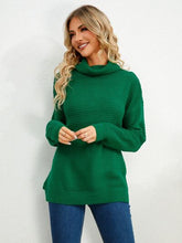 Load image into Gallery viewer, Slit Turtleneck Dropped Shoulder Sweater

