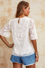 Load image into Gallery viewer, Applique Round Neck Half Sleeve Blouse
