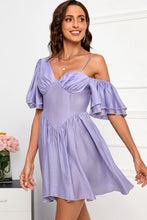 Load image into Gallery viewer, Gathered Detail Zip-Back Mini Dress
