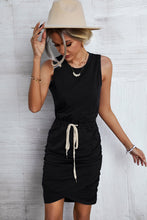 Load image into Gallery viewer, Contrast Drawstring Waist Sleeveless Mini Dress
