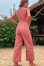 Load image into Gallery viewer, V-Neck Belted Sleeveless Jumpsuit with Pockets
