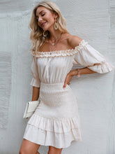 Load image into Gallery viewer, Frill Trim Off-Shoulder Layered Mini Dress
