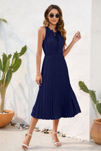 Load image into Gallery viewer, Swiss Dot Tie Neck Sleeveless Dress
