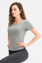 Load image into Gallery viewer, Breathable Cutout Curved Hem Tee Shirt
