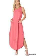 Load image into Gallery viewer, VISCOSE SLEEVELESS MAXI DRESS SIDE SLITS POCKETS
