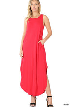 Load image into Gallery viewer, VISCOSE SLEEVELESS MAXI DRESS SIDE SLITS POCKETS
