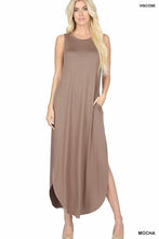 Load image into Gallery viewer, VISCOSE SLEEVELESS MAXI DRESS SIDE SLITS POCKETS
