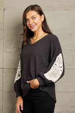 Load image into Gallery viewer, Sew In Love Full Size Lace Patch Detail Sweater
