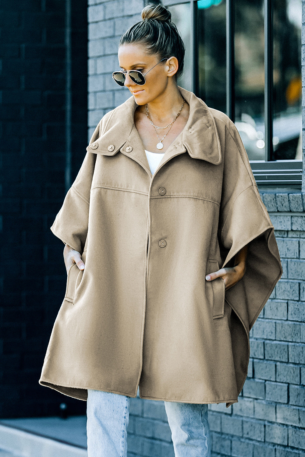 Snap Down Dolman Sleeve Coat