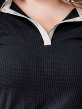 Load image into Gallery viewer, Plus Size Waffle-Knit Half Snap Long Sleeve Shirt
