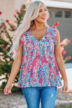 Load image into Gallery viewer, Printed Flutter Sleeve V-Neck Top cf
