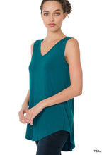 Load image into Gallery viewer, LUXE RAYON SLEEVELESS V NECK HI LOW HEM TOP
