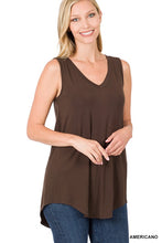 Load image into Gallery viewer, LUXE RAYON SLEEVELESS V NECK HI LOW HEM TOP
