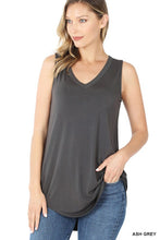 Load image into Gallery viewer, LUXE RAYON SLEEVELESS V NECK HI LOW HEM TOP
