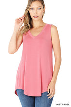 Load image into Gallery viewer, LUXE RAYON SLEEVELESS V NECK HI LOW HEM TOP
