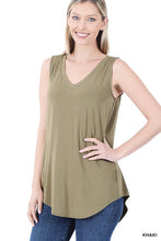 Load image into Gallery viewer, LUXE RAYON SLEEVELESS V NECK HI LOW HEM TOP
