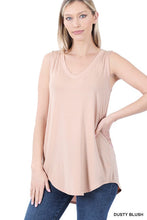 Load image into Gallery viewer, LUXE RAYON SLEEVELESS V NECK HI LOW HEM TOP
