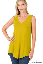Load image into Gallery viewer, LUXE RAYON SLEEVELESS V NECK HI LOW HEM TOP
