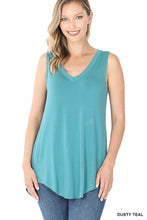 Load image into Gallery viewer, LUXE RAYON SLEEVELESS V NECK HI LOW HEM TOP
