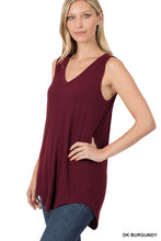 Load image into Gallery viewer, LUXE RAYON SLEEVELESS V NECK HI LOW HEM TOP
