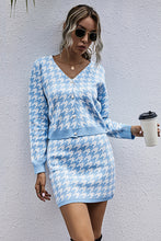 Load image into Gallery viewer, Houndstooth Button Front Sweater and Skirt Set
