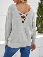 Load image into Gallery viewer, Crisscross Back Waffle-Knit Sweater

