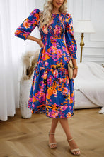 Load image into Gallery viewer, Printed Smocked Lantern Sleeve Ruffled Dress
