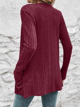 Load image into Gallery viewer, Ribbed Open Front Cardigan with Pockets
